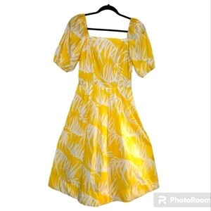Vintage Lilly Pulitzer Dress Yellow Palm Botanical SIZE SMALL READ Puff Sleeve